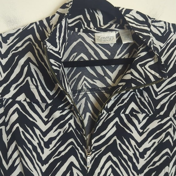 Chico's Energy Zebra Print Chic360 Zipper Front Jacket Women's Large