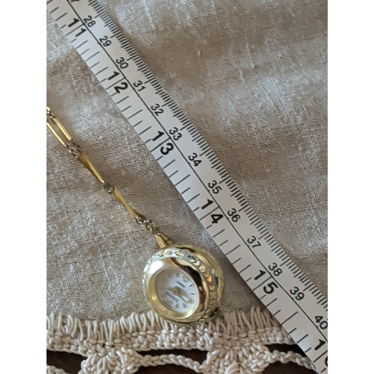 Vintage Sorna Swiss Made Pendant Watch Necklace Mid Century Gold Tone Retro