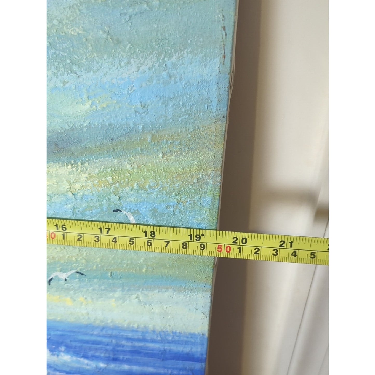 Signed Coastal Seascape Texture Painting Mediterranean Architecture Ocean Waves