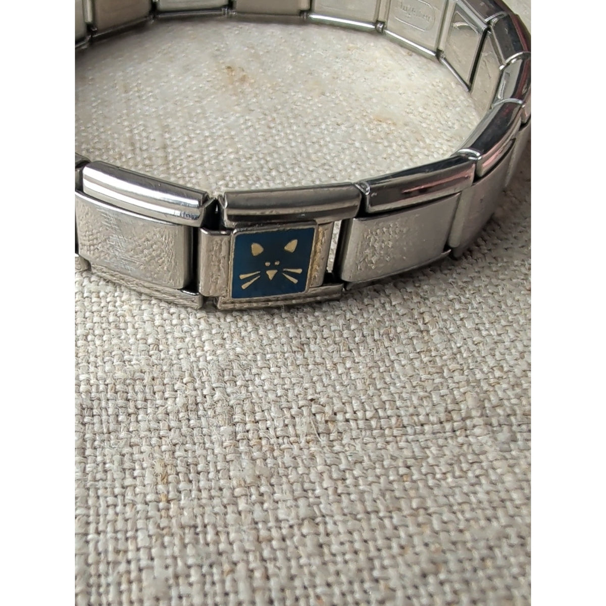 Pugster Silver-Tone Italian Charm Bracelet with Yellow & Orange Enamel Accents