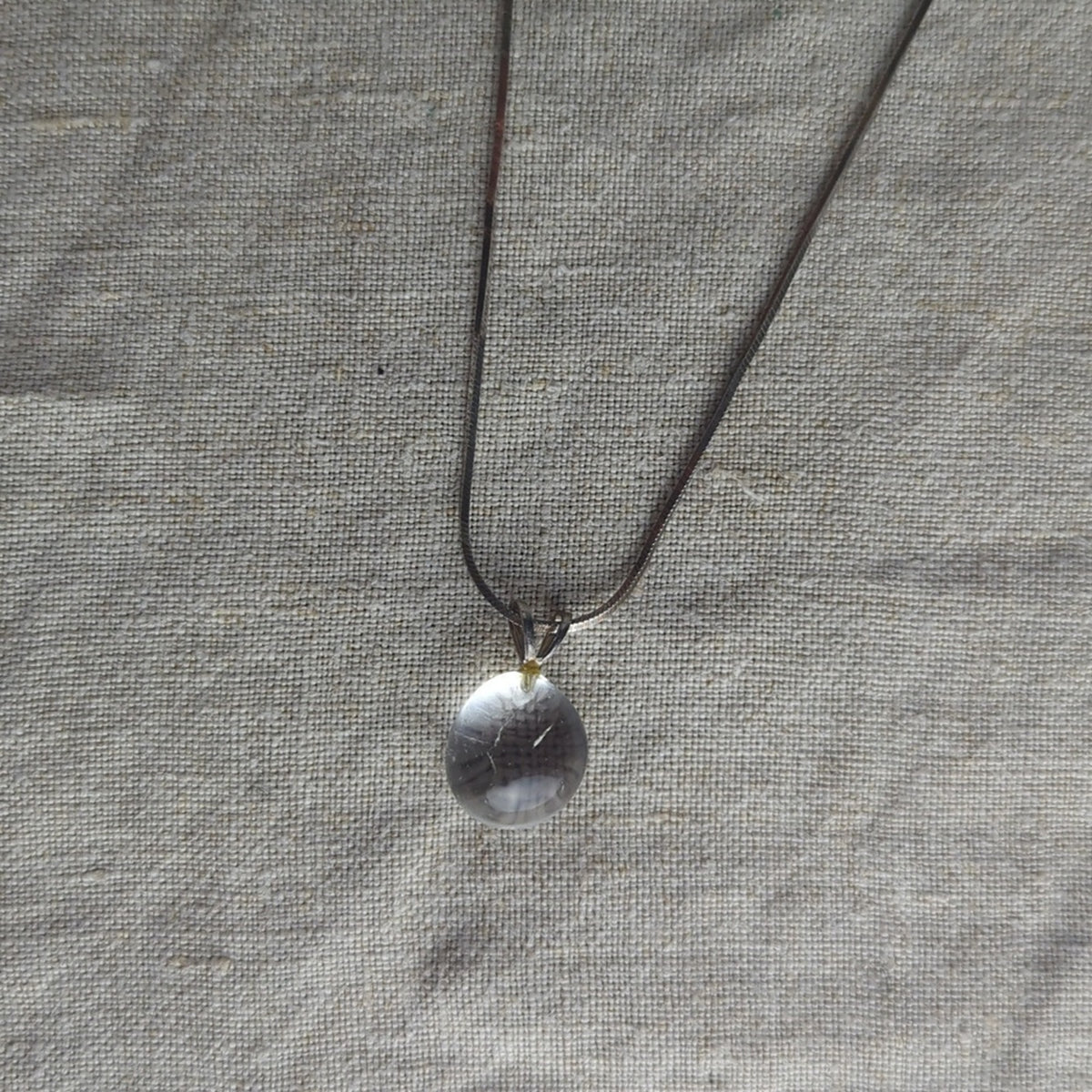 Clear Quartz Orb Necklace 925 Italy Sterling Silver Snake Chain Minimalist