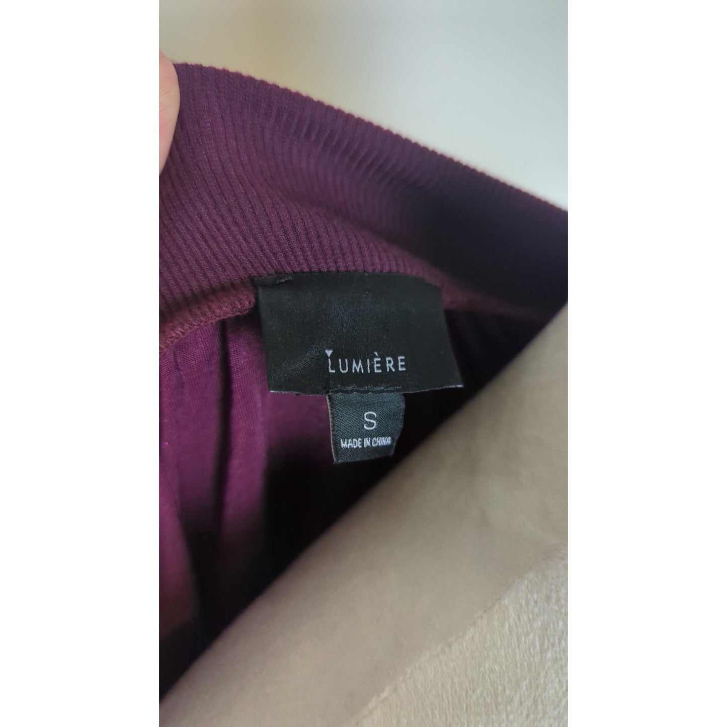 Moody Burgundy Velvet Boat Neck Pullover Top Balloon Sleeves Women's Small