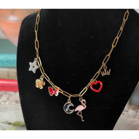 Stainless Steel Charm Necklace Y2K  Enamel Charm Necklace Kawaii Jewelry