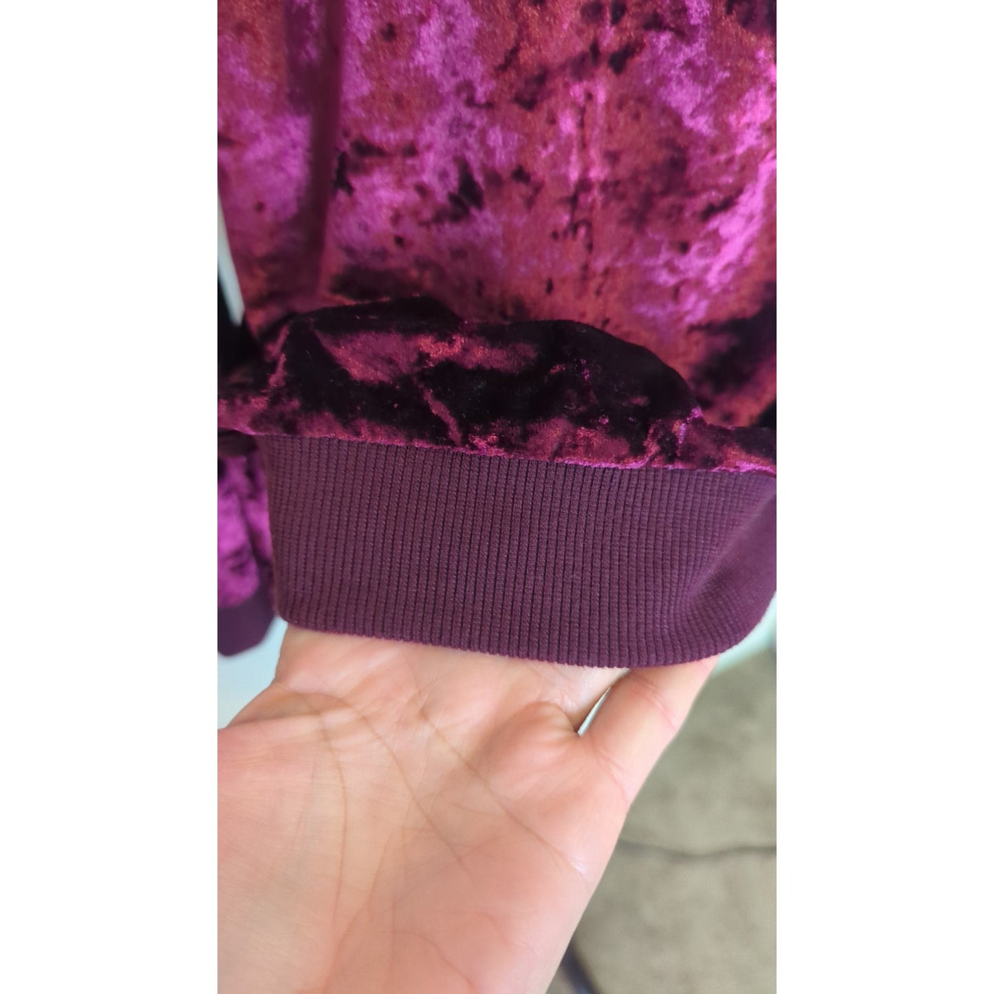Moody Burgundy Velvet Boat Neck Pullover Top Balloon Sleeves Women's Small