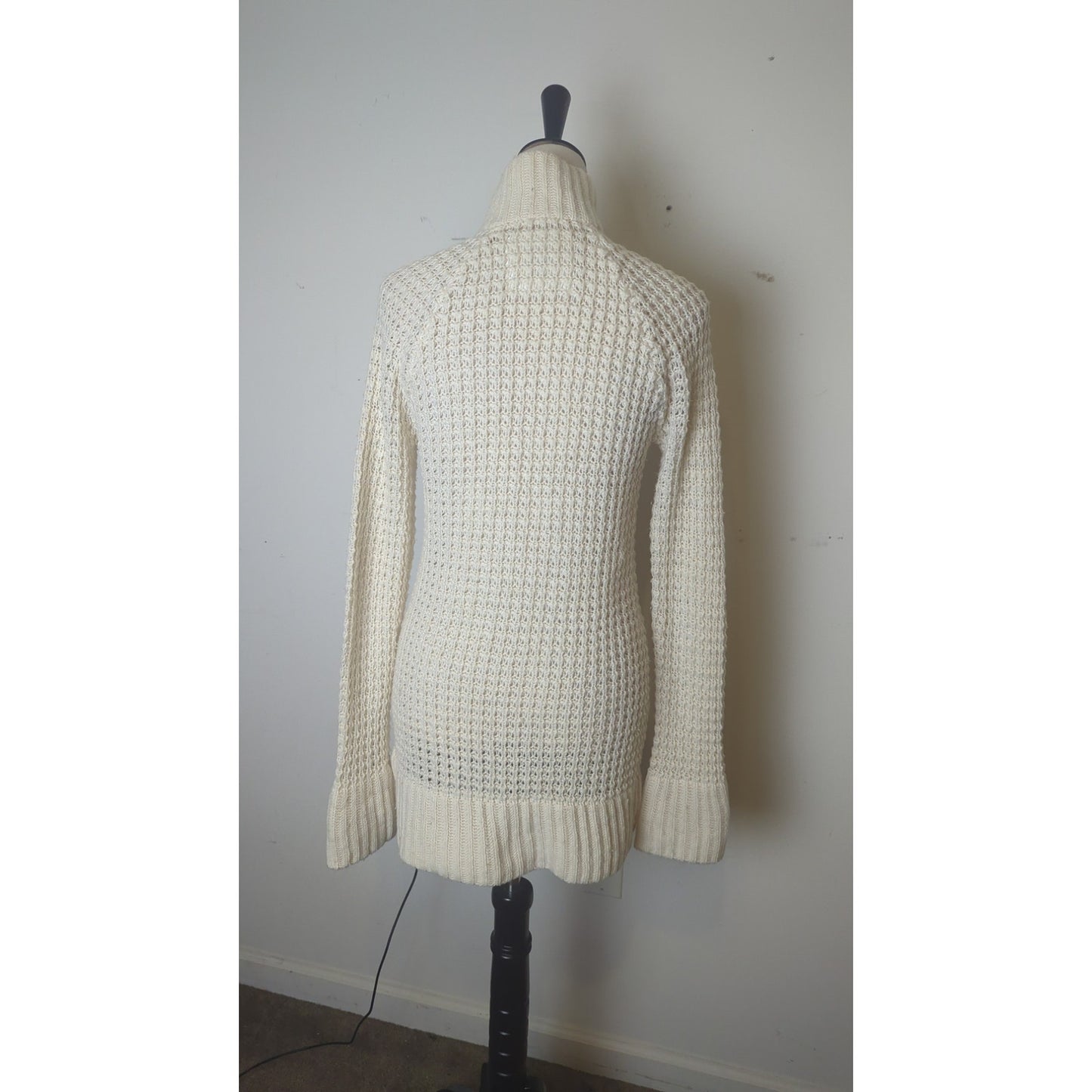 Ski Lodge Minimalist Cozy Waffle Knit Zip Wool Blend Cardigan Women's M*
