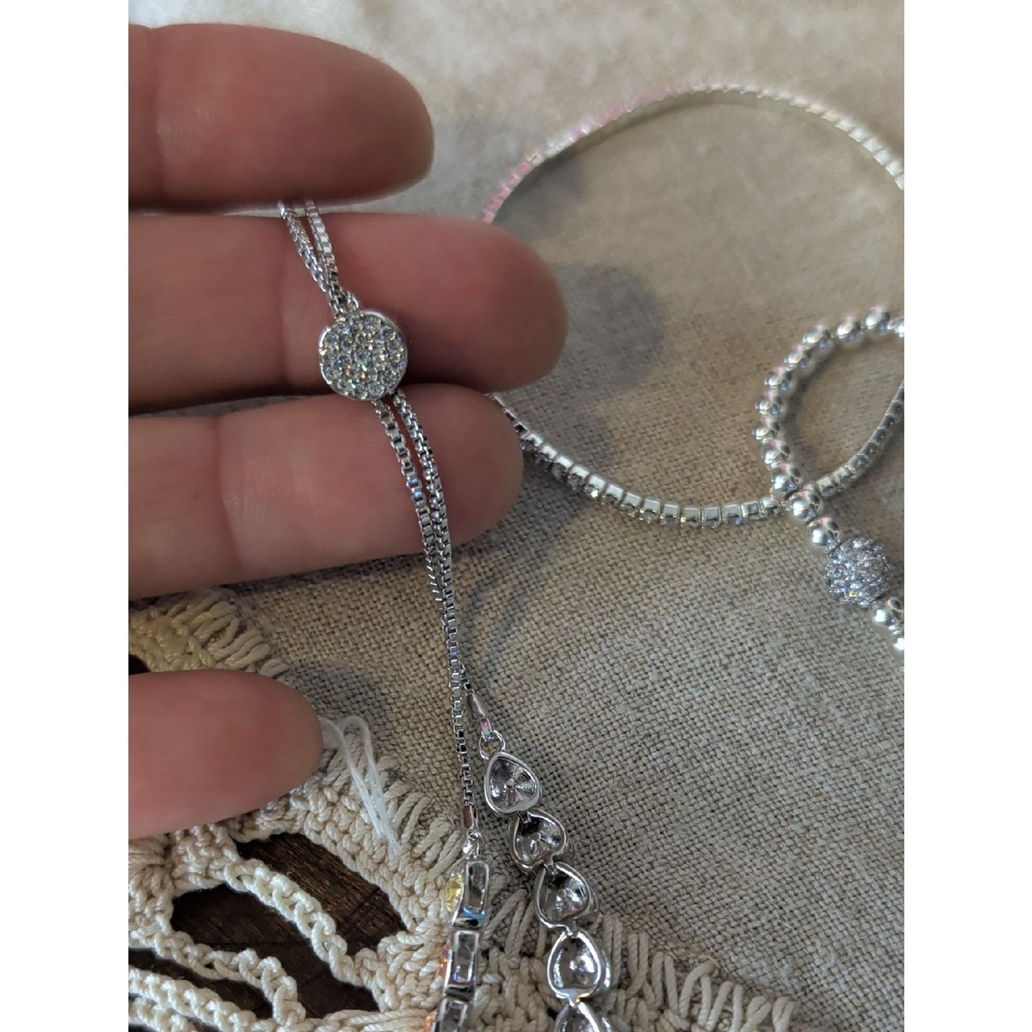 Y2K Pastel Rainbow Heart Bracelet Set  Layered Silver Glam Stack