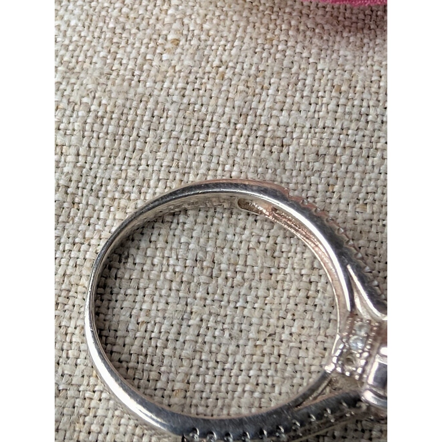 925 Sterling Silver Glass Solitaire Ring with CZ Accents Engagement Style
