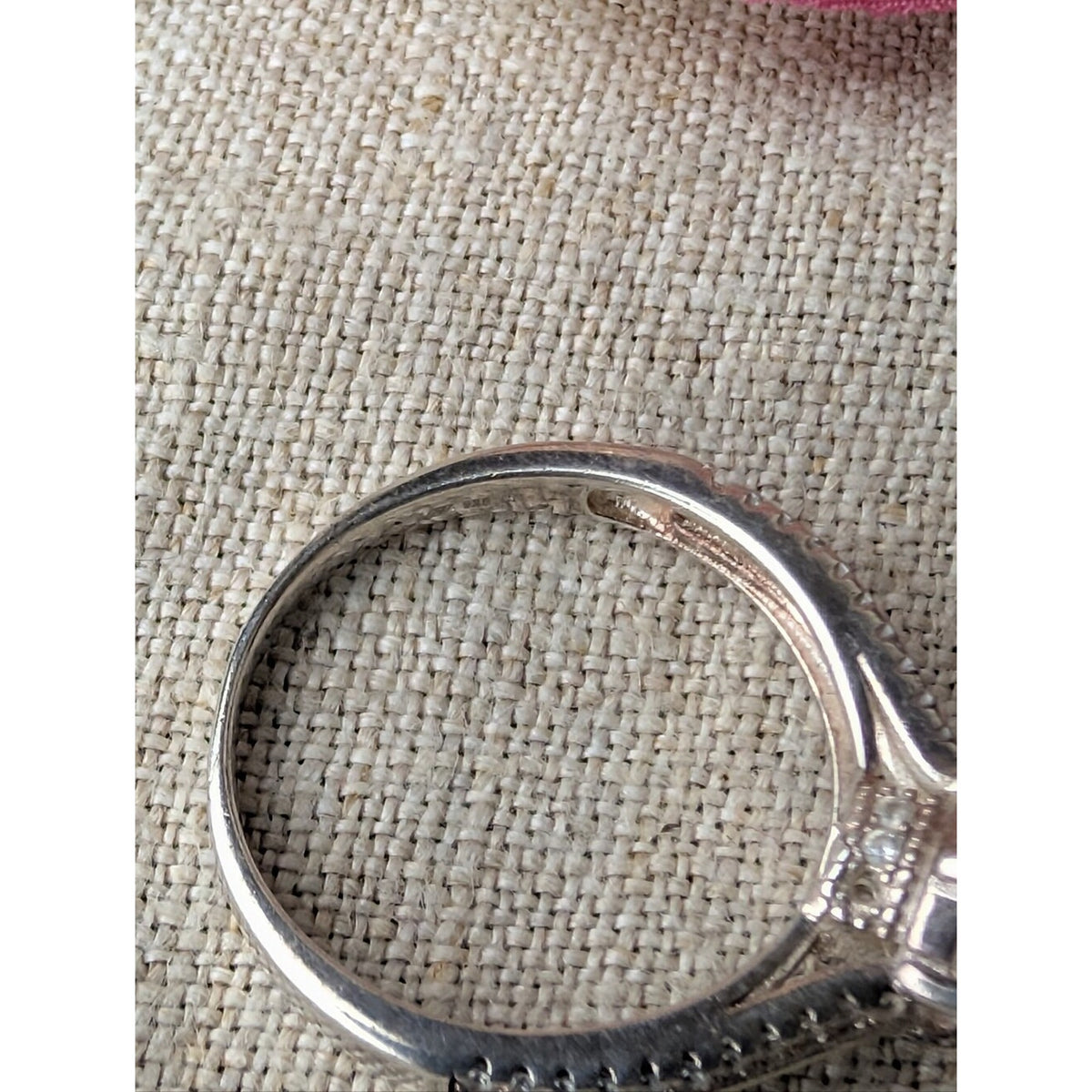 925 Sterling Silver Glass Solitaire Ring with CZ Accents Engagement Style
