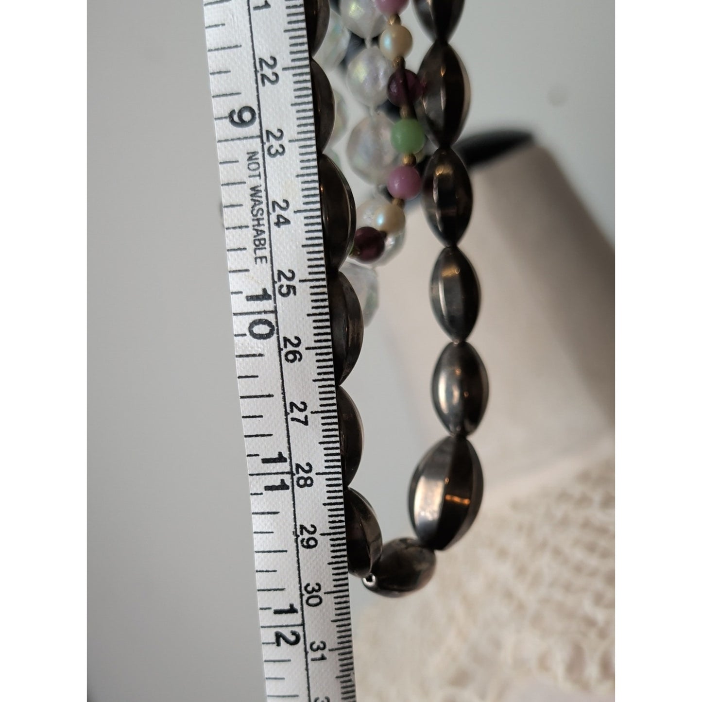 Curated Vintage Layered Necklace Trio Coquette Romantic Glass & Aurua Beads