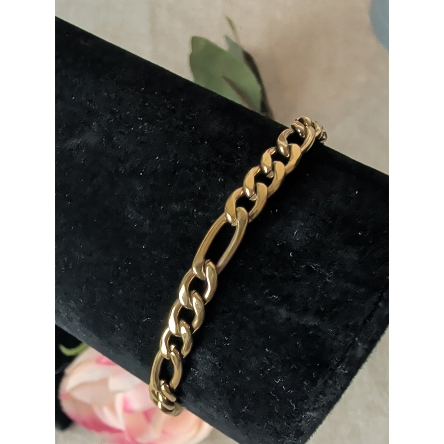Vintage Gold Tone Stainless Steel Link Chain Bracelet Minimalist
