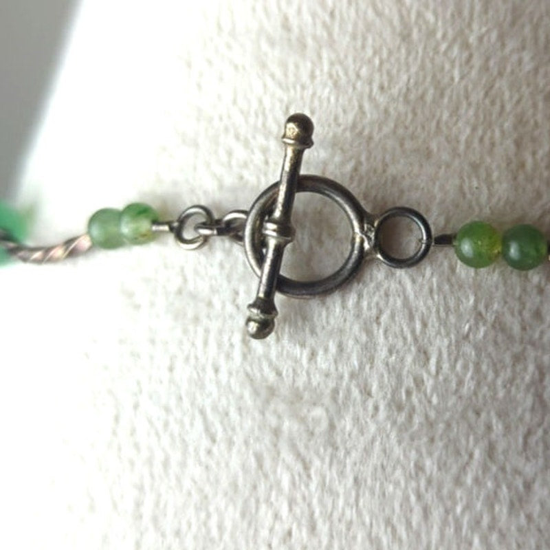 Vintage Handcrafted Sterling Silver & Green Aventurine Artisan Necklace Gemstone