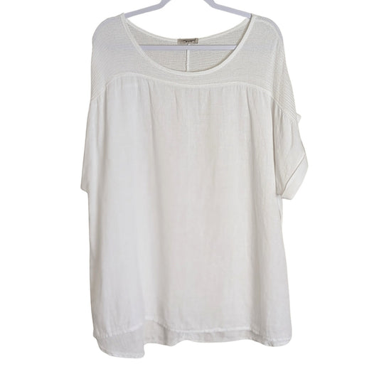 Made In Italy 100% Linen Pullover Top Semi-Sheer Women's Size 2X