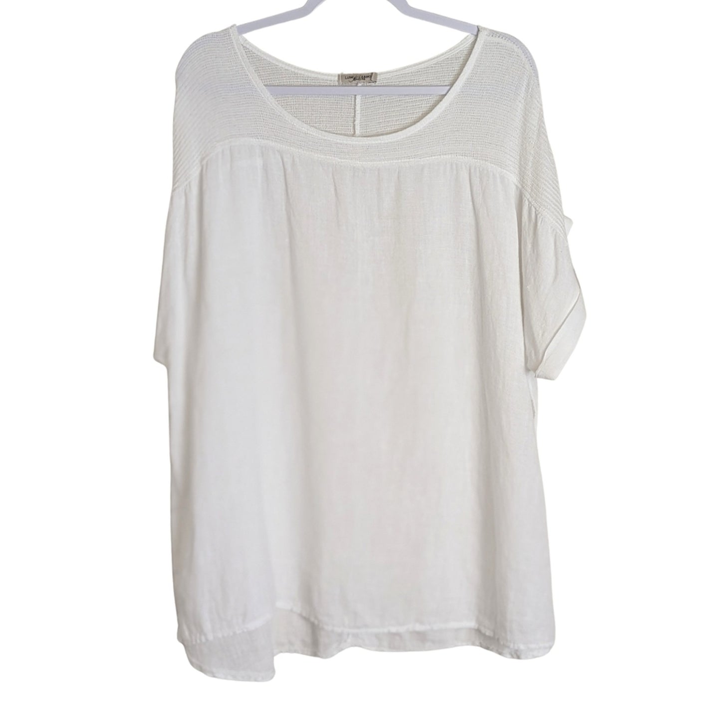 Made In Italy 100% Linen Pullover Top Semi-Sheer Women's Size 2X