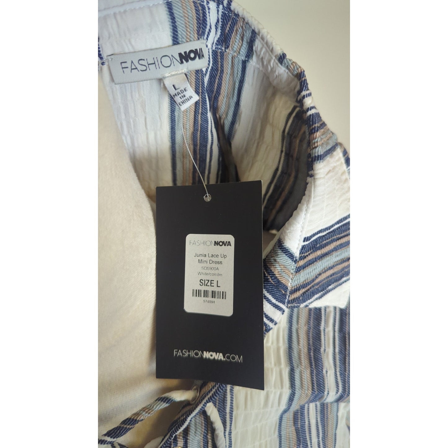 NWT Gauzy Knit Nautical Striped High Low Coastal Cowgirl Dress Large