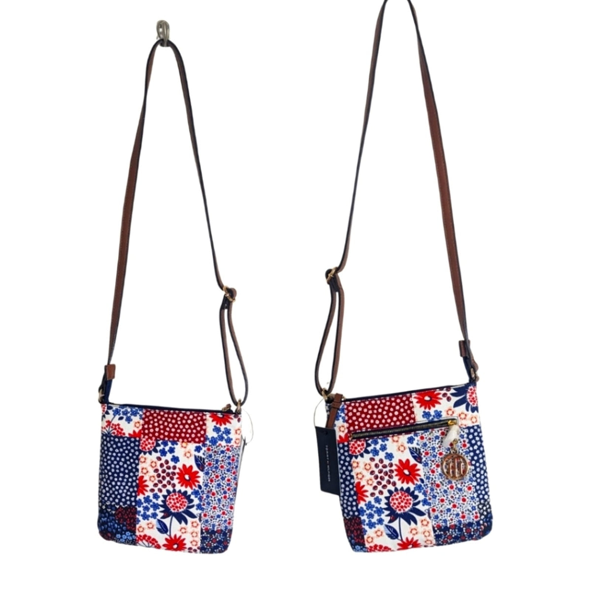 NWT Tommy Hiflinger Cottage Floral Crossbody Athleisure Bag With Charm
