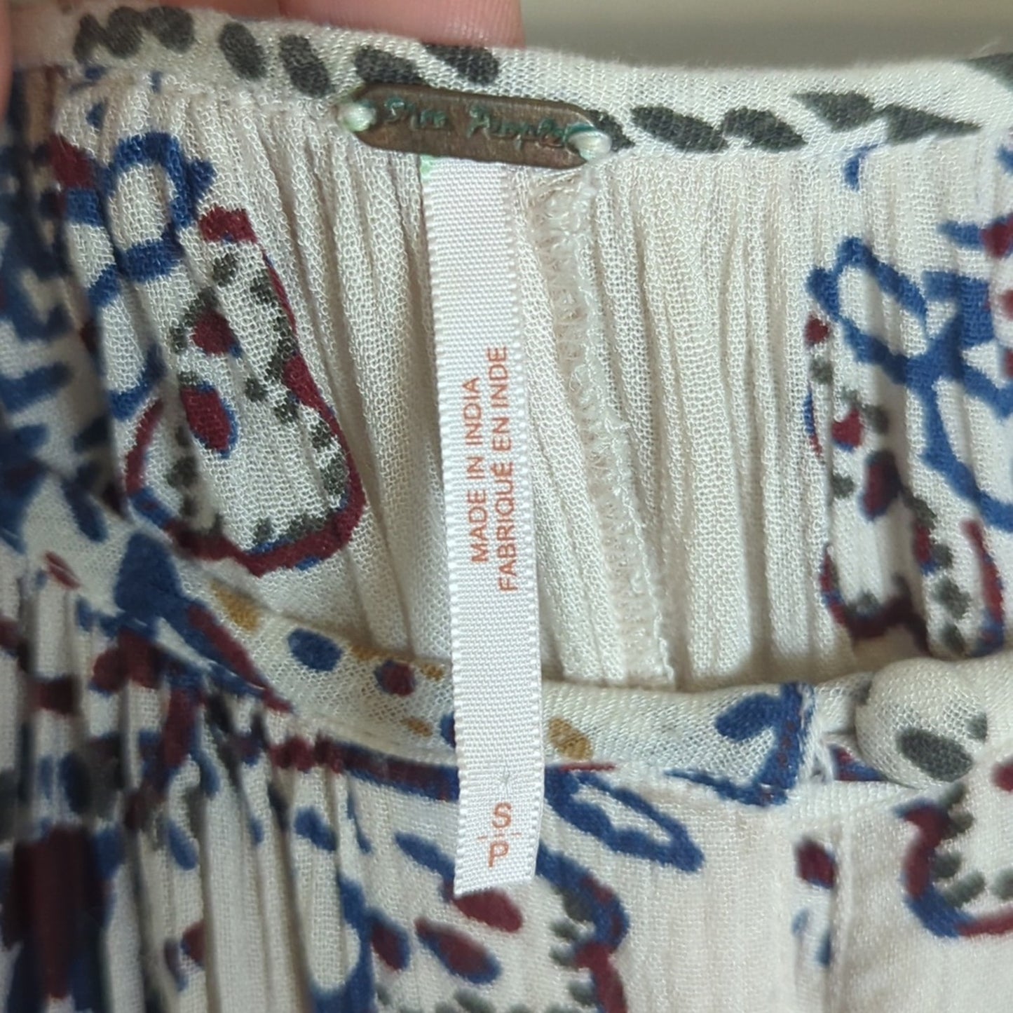 Free People Dress Women’s Size Large Ivory paisley combo Boho Tunic Women Small