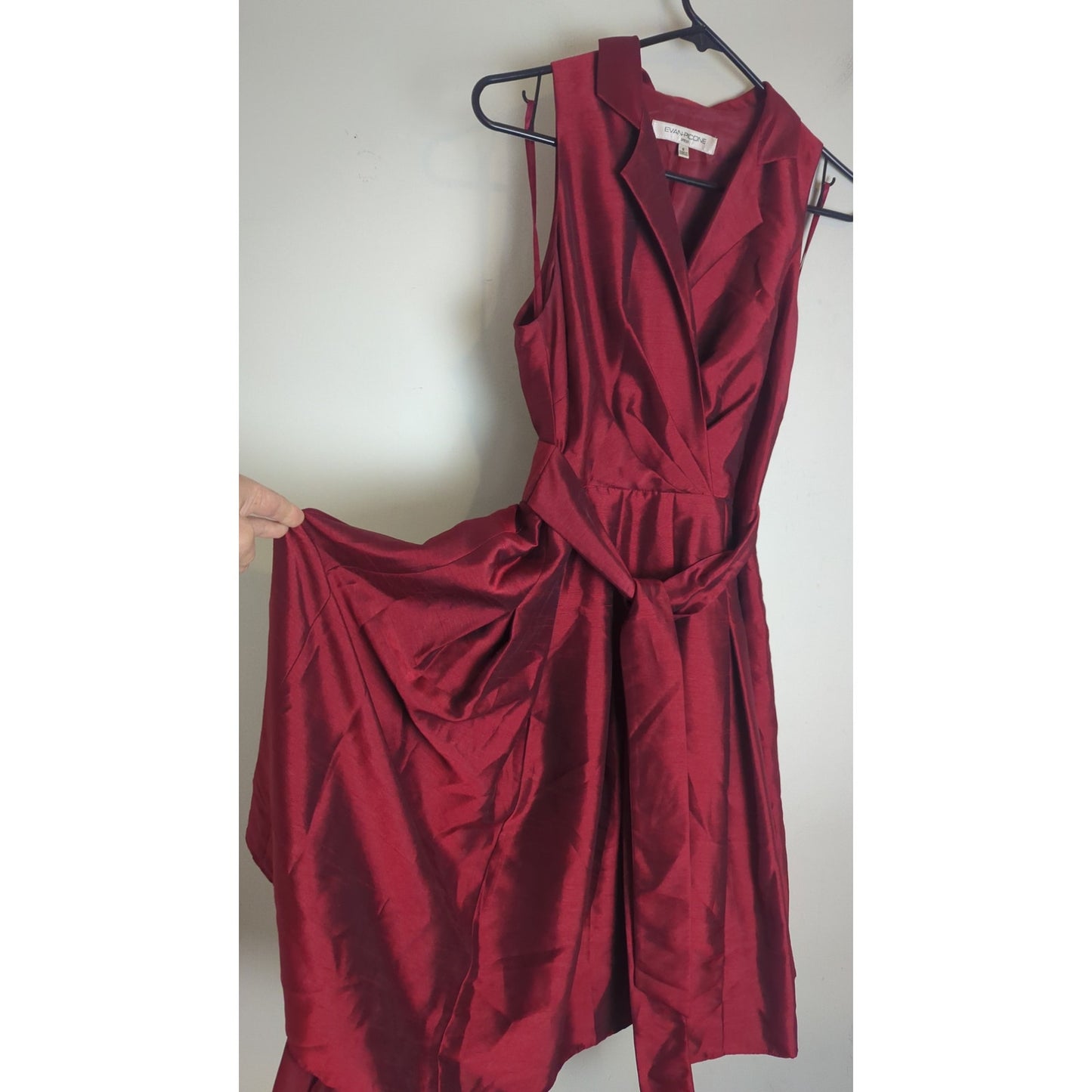 Evan Picone Red Holiday Fit & Flare Dress Belt Faux Wrap Women's 6