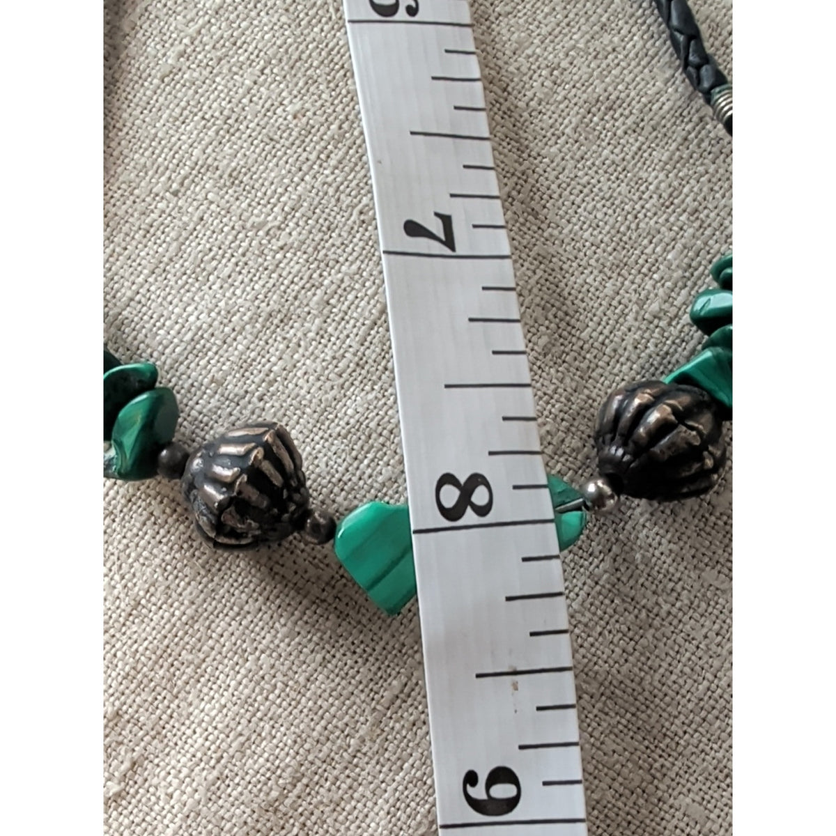 Southwestern Turquoise Color Beaded Necklace Sterling Silver Closure Boho