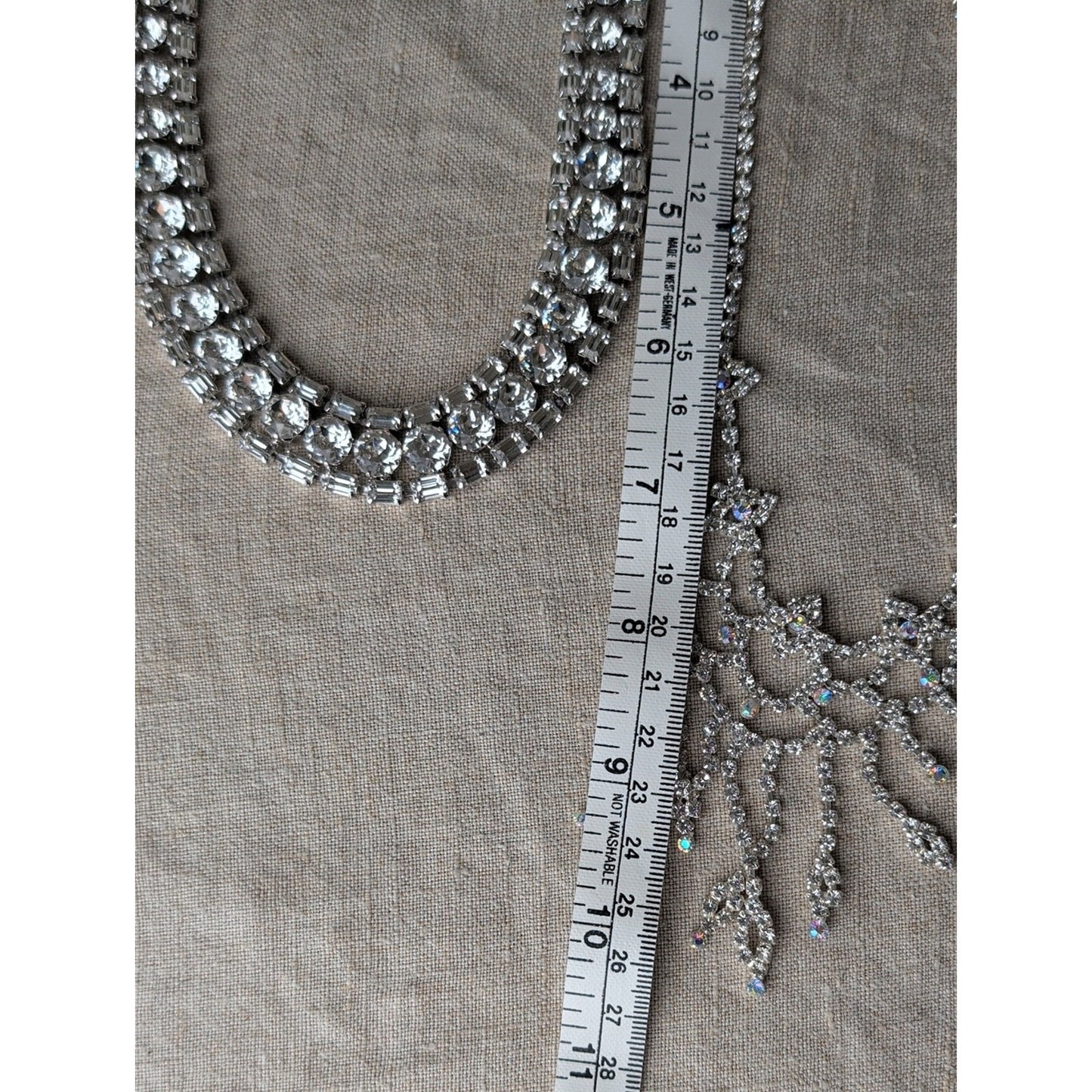 Vintage Rhinestone Necklace Set Old Hollywood Glam Bridal Statement Jewelry