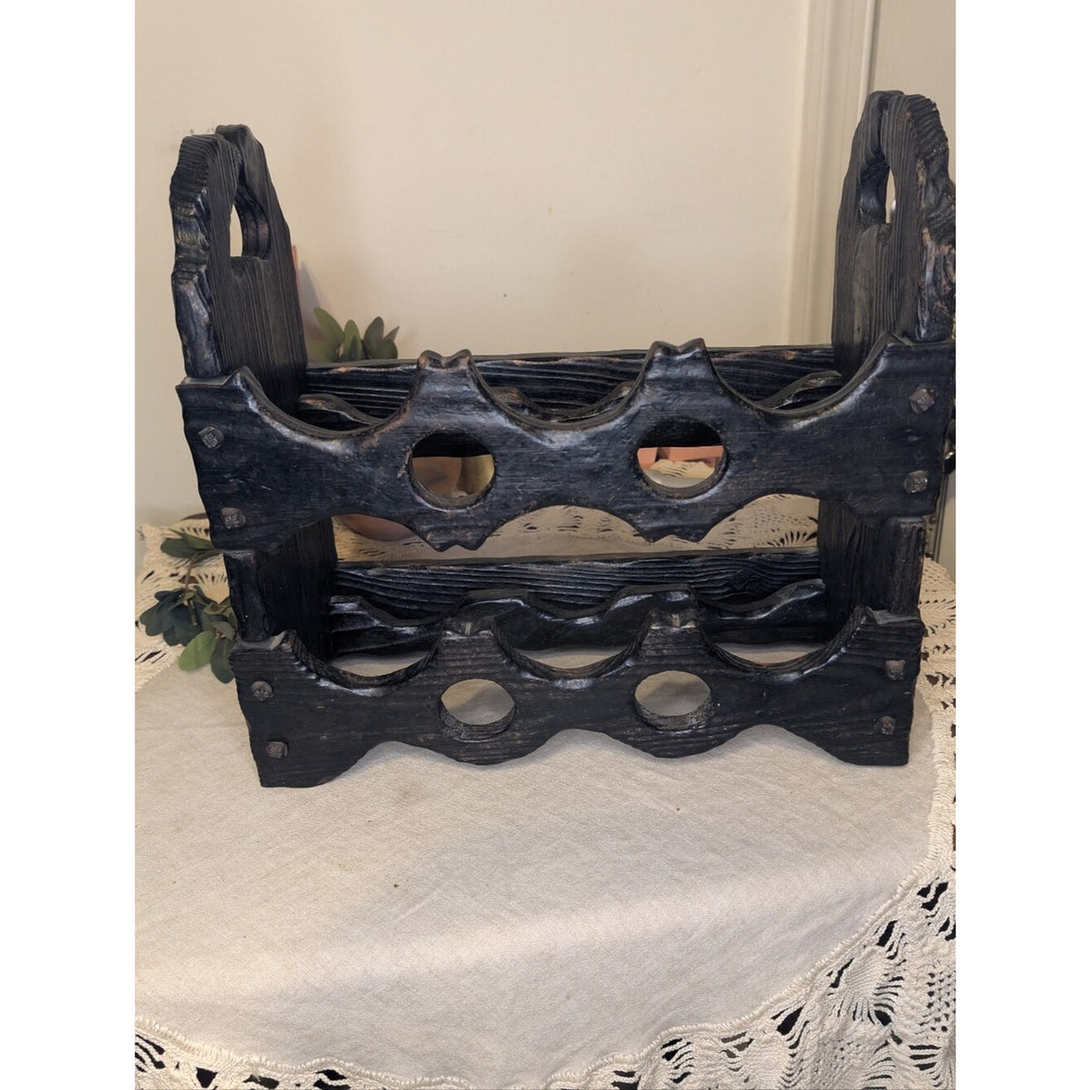 Rustic Gothic Wooden Wine Rack  Castlecore Jewelry Organizer Display