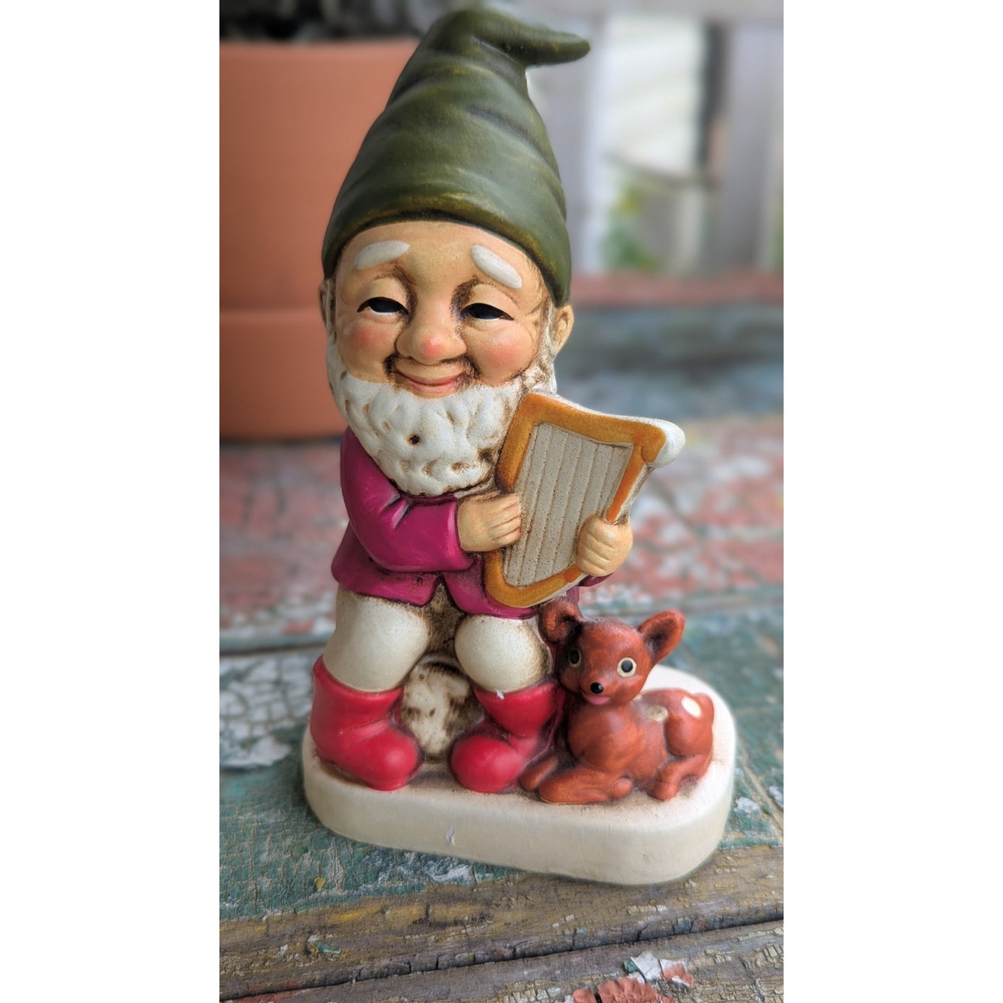 VTG 1970's Happy Musician Gnomes Cottage Fairy Whimsical Figures