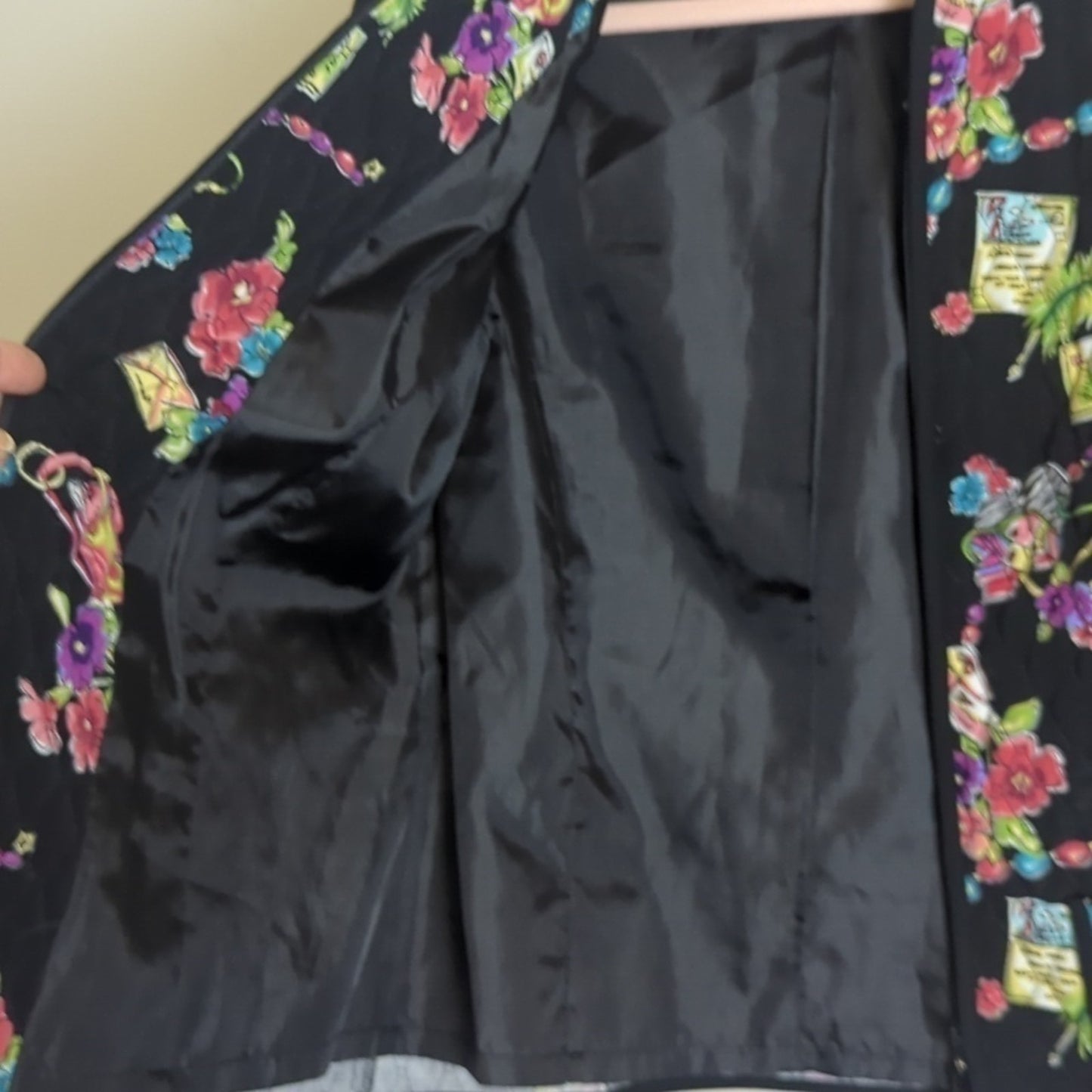 Vintage Quilted Stitched Art to Wear Zip-up Jacket Floral Stationary  Women's Sma…