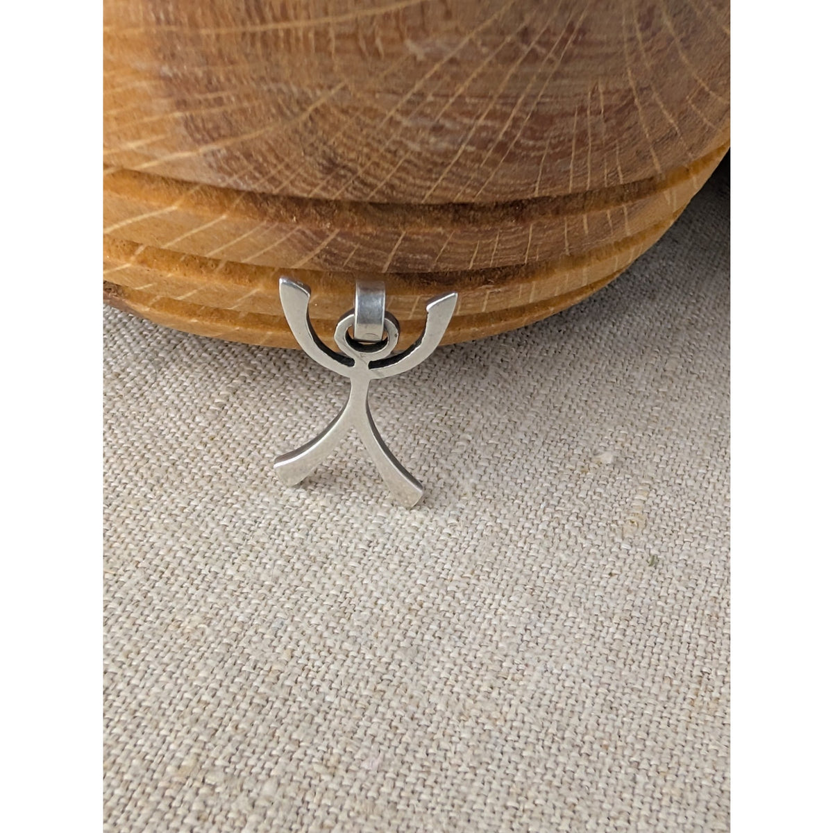 Vintage Sterling Silver Stick Figure Joy of Life Pendant Charm Praise