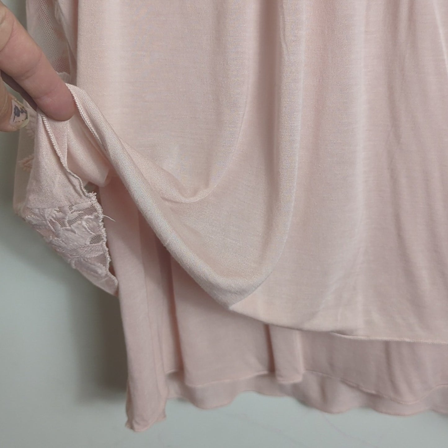 Soft Pink Viscose Pullover Top with Embroidered Panel Women's Size Medium