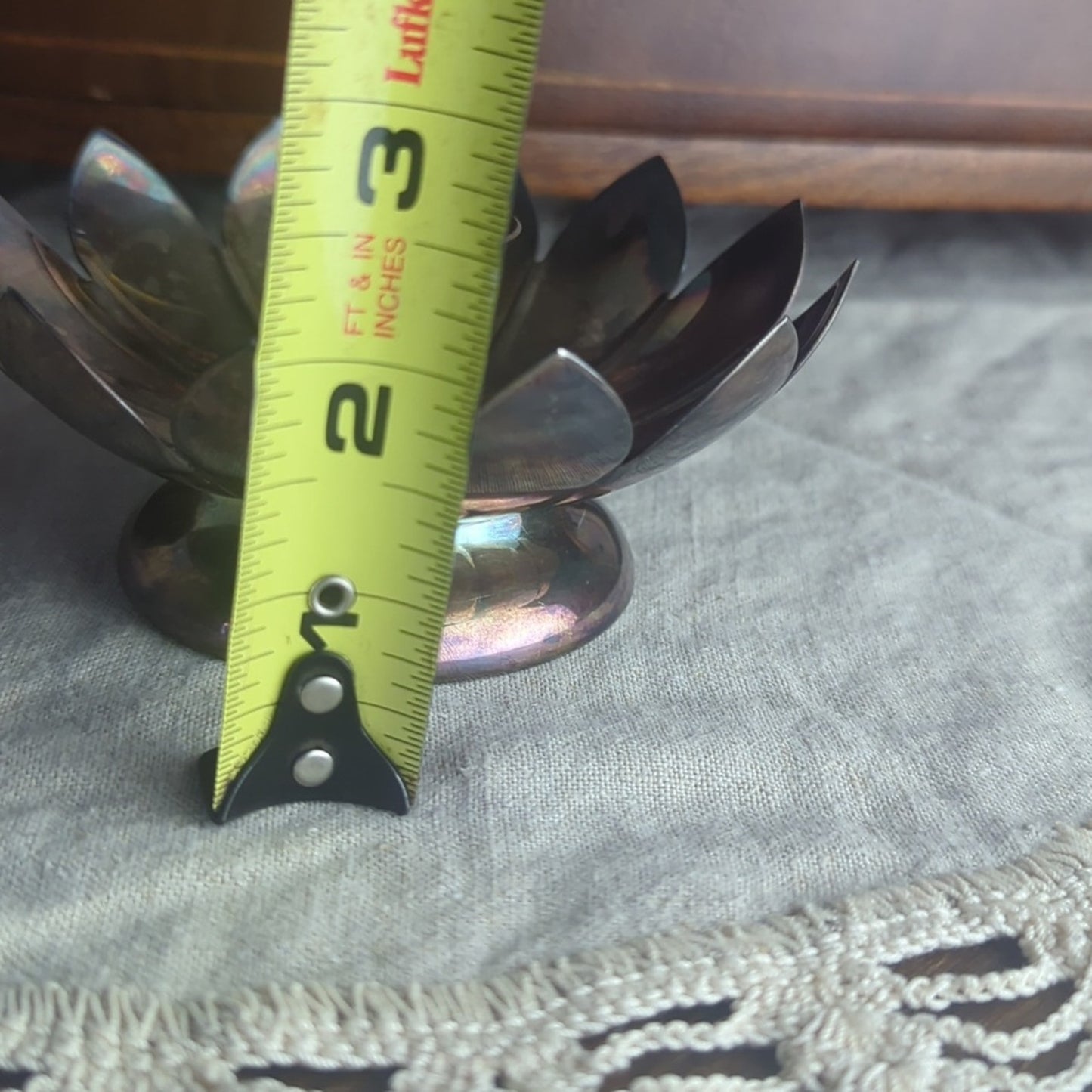 Vintage Silver Plated Candlestick Holders Floral Petal Lotus Hollywood Regency