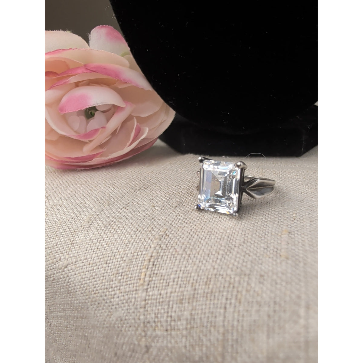 Gorgeous Sterling 925  Emerald Cut CZ Cocktail Ring Size 6