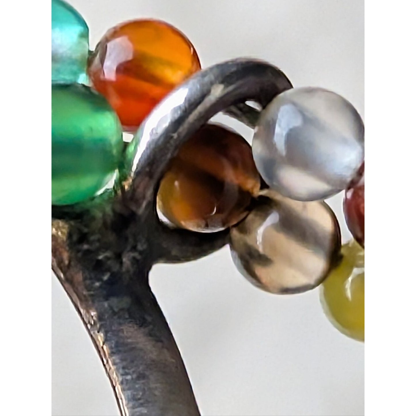 925 Sterling Silver Circle Pendant Necklace Double Strand Multicolor Seed Bead