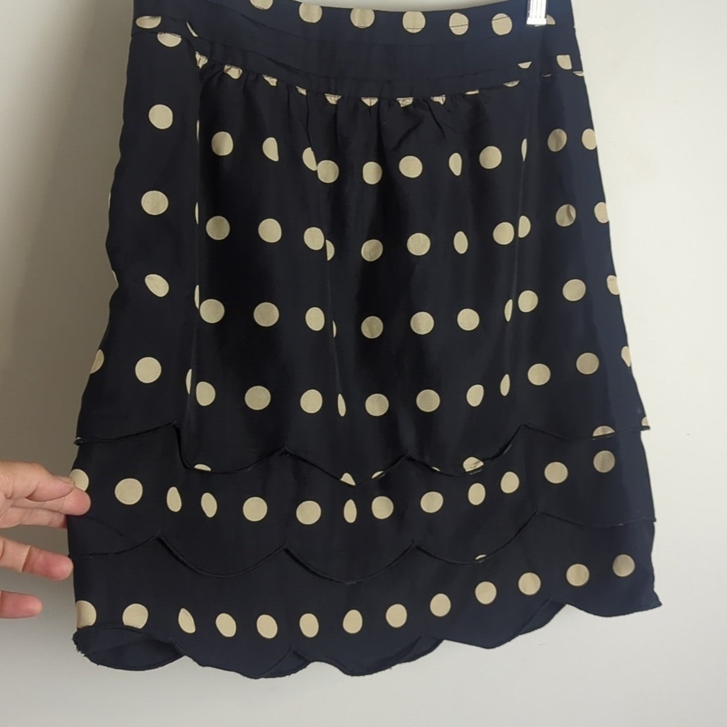 Festival Scalloped Polkadot Mini Skirt Cotton & Silk Women's Size 4