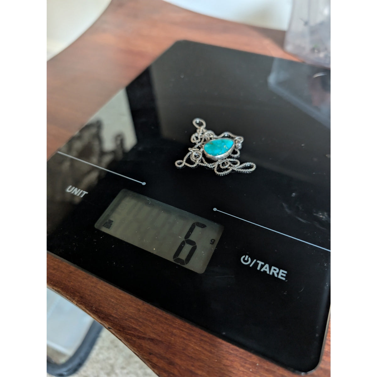 Vintage IJC Italy 925 Sterling Silver Turquoise Teardrop Pendant Box Chain Necklace