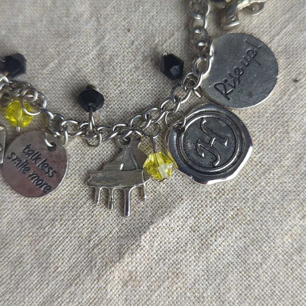 Eclectic Charm Bracelet Music Note Piano Nautical Star Mixed Metal Inspirational
