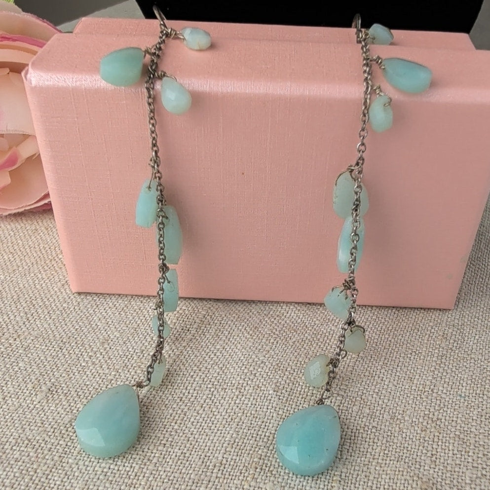 Aqua Chalcedony and Sterling Silver Dangle Earrings