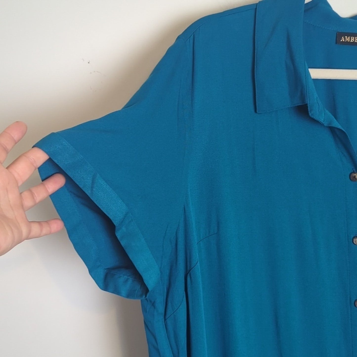 Ambernoon II UPF 30 Maxi Button Down Viscose Shirt Dress Pockets Women's 1X