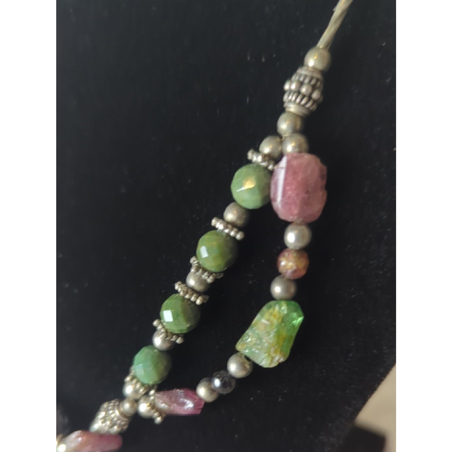 Sterling Silver Ruby Zoisite Statement Necklace, Artisan Gemstone Pendant