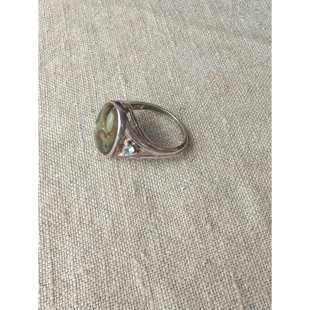 Vintage 925 Sterling Silver Abalone Statement Ring Southwestern Boho