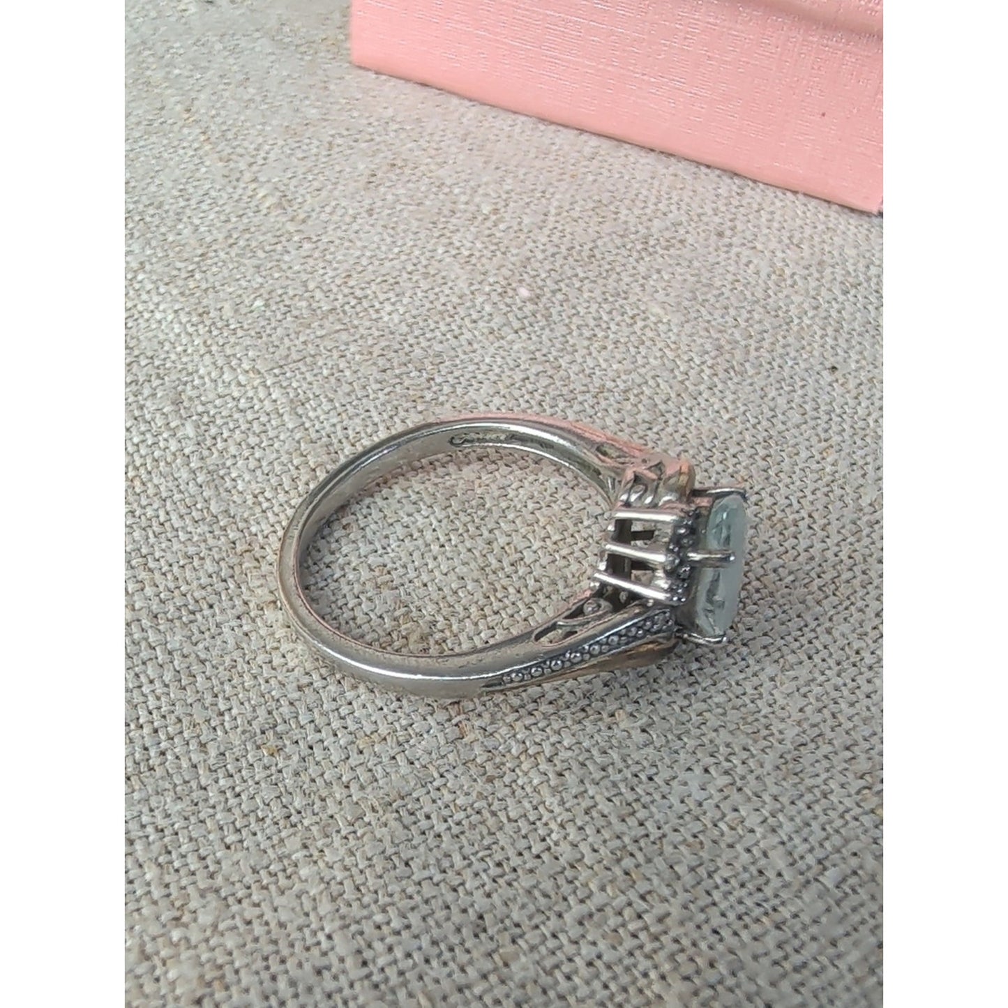 925 Sterling Silver 10K Gold Accent  Smokey Quartz Diamond Accents Ring