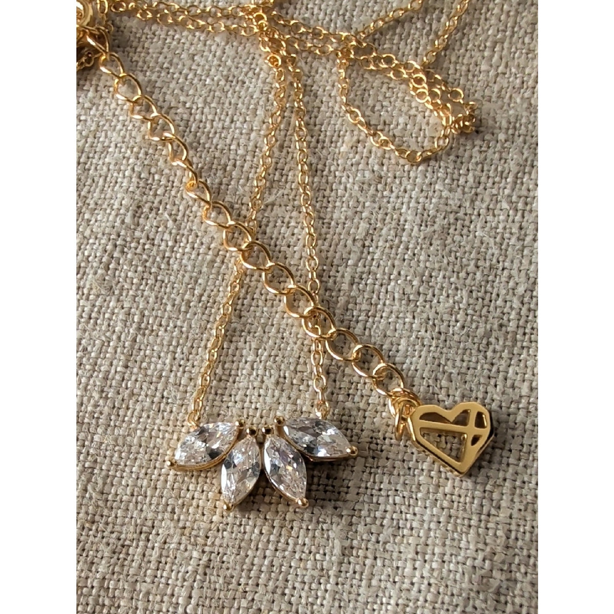 Caitlyn Minimalist 18k Gold Necklace Marquise CZ Diamond Bridal Collection