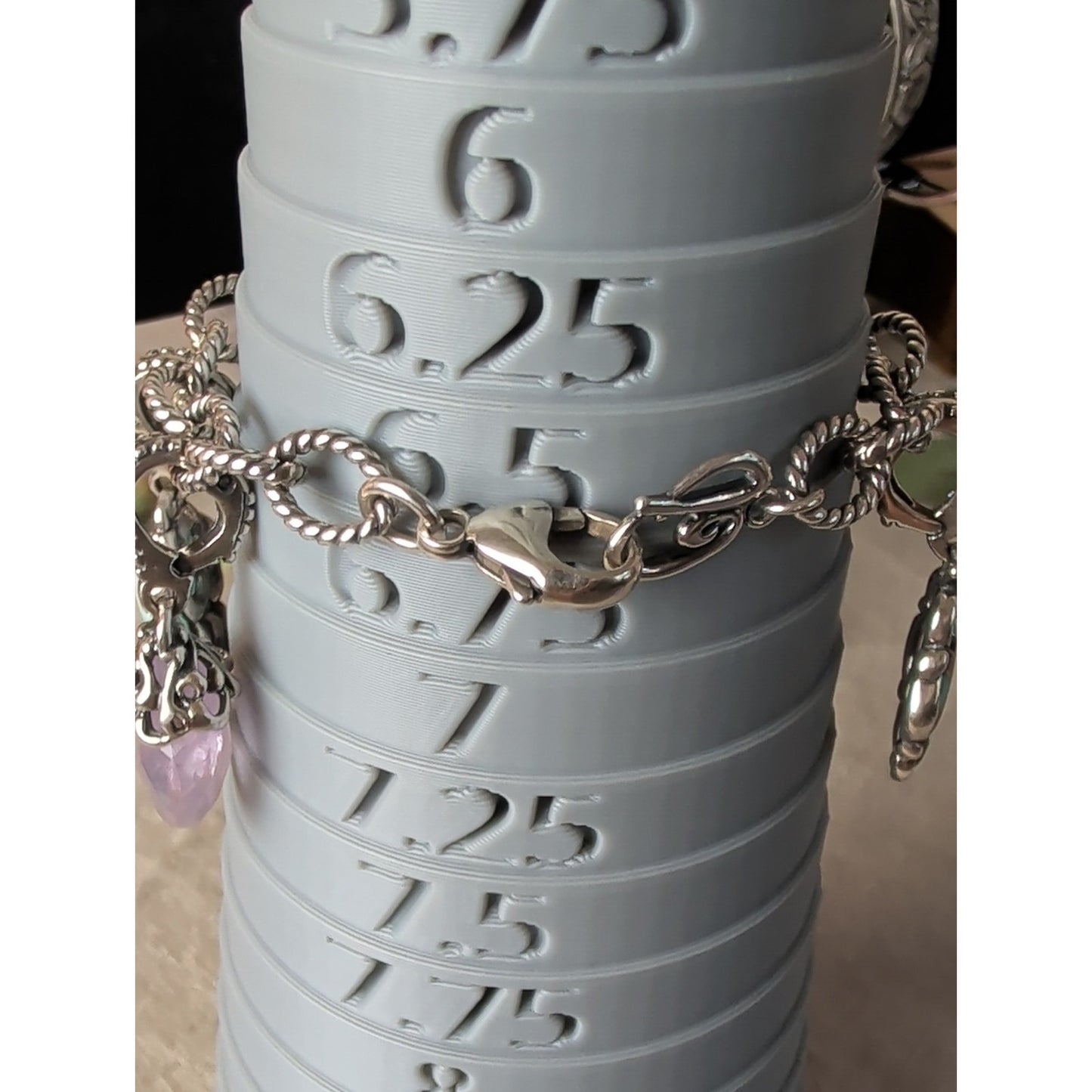 Vintage Carolyn Pollack Relios Sterling Silver Bejeweled Enhancer Charm Bracelet