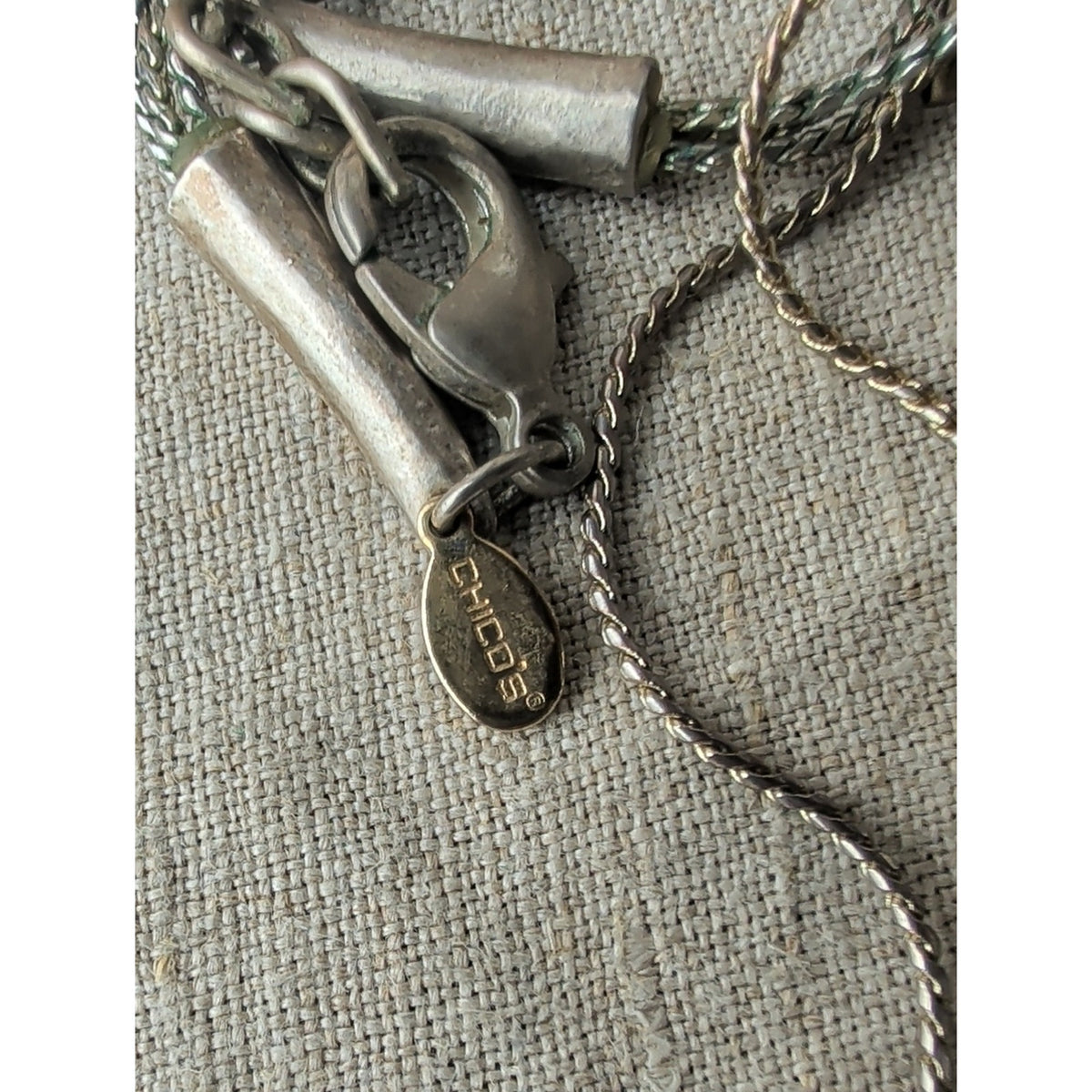 3 Strand Opera Necklace Silver Tone Clear Bead Chunky Art To Wear