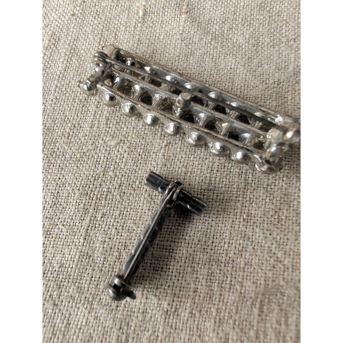 Vintage Rhinestone Brooch Set of 2 | Silver Tone Coquette Art Deco Style Pins