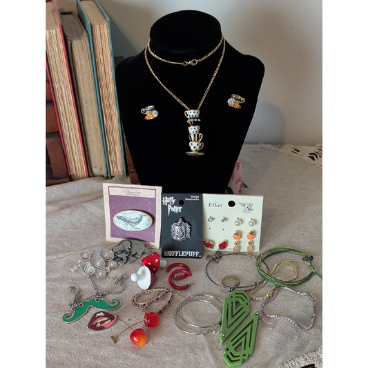 Whimsical  Jewelry Collection 23 Piece Bundle Playful Mushroom Coach Lips