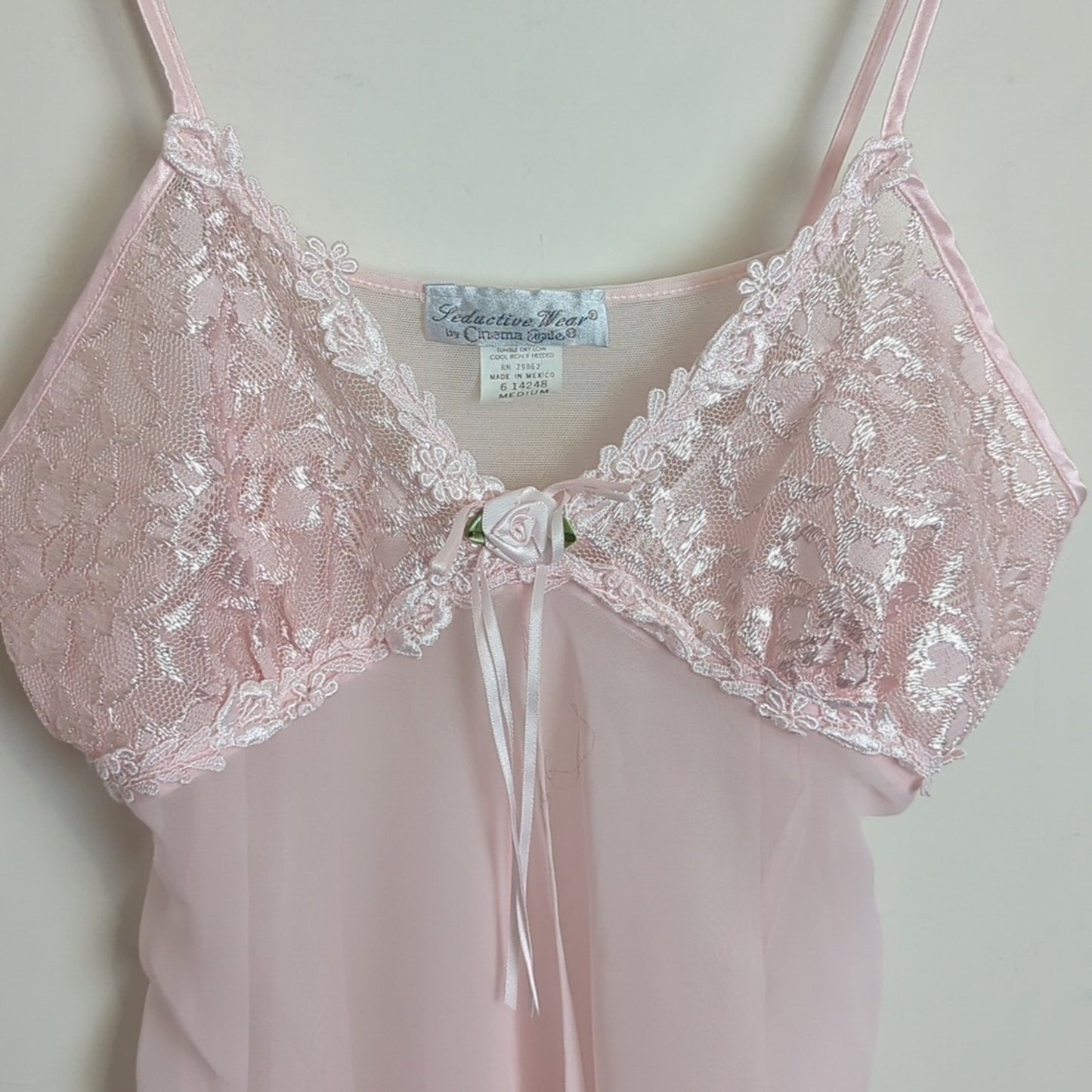 Y2K Vintage Coquette Pink Lace & Embroidered Lingerie Top Women's Size Medium