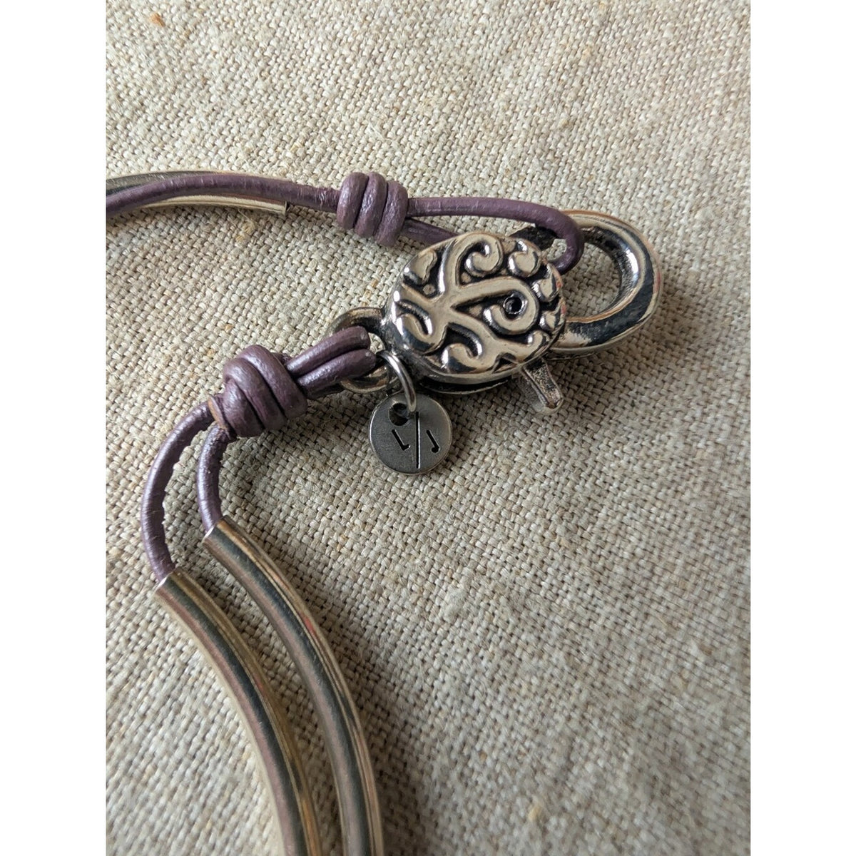 Lizzy James Leather Wrap Bracelet Necklace Convertible Silver & Gold Plated Sz L