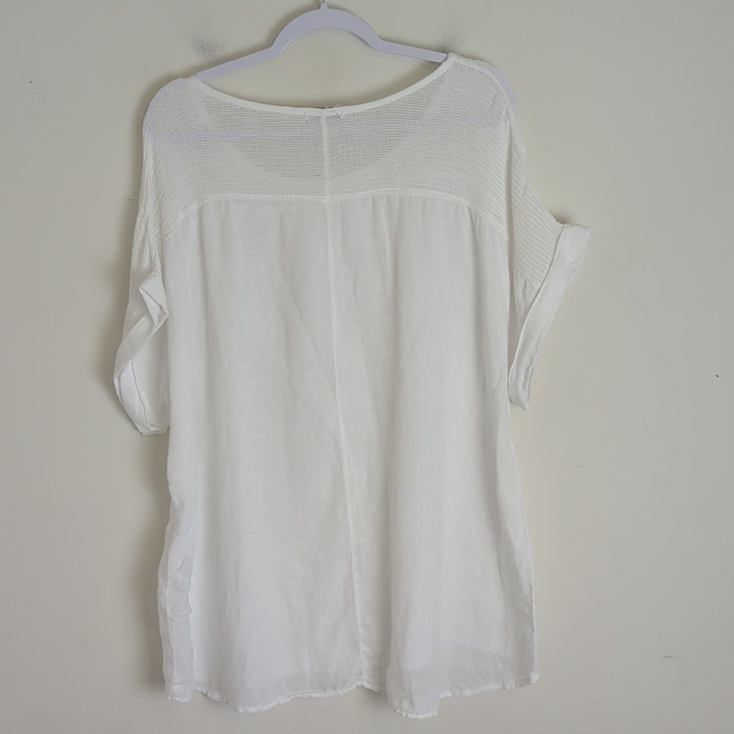 Made In Italy 100% Linen Pullover Top Semi-Sheer Women's Size 2X