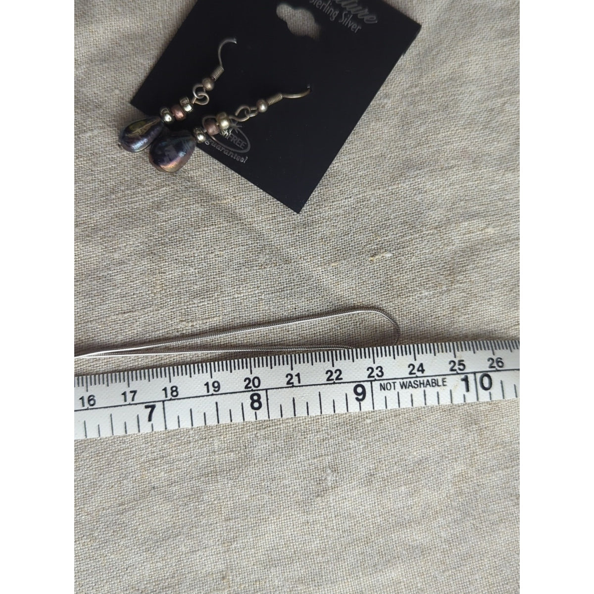 Y2K Sterling Silver Necklace & Iridescent Pearl Drop Earrings Set | Early 2000s
