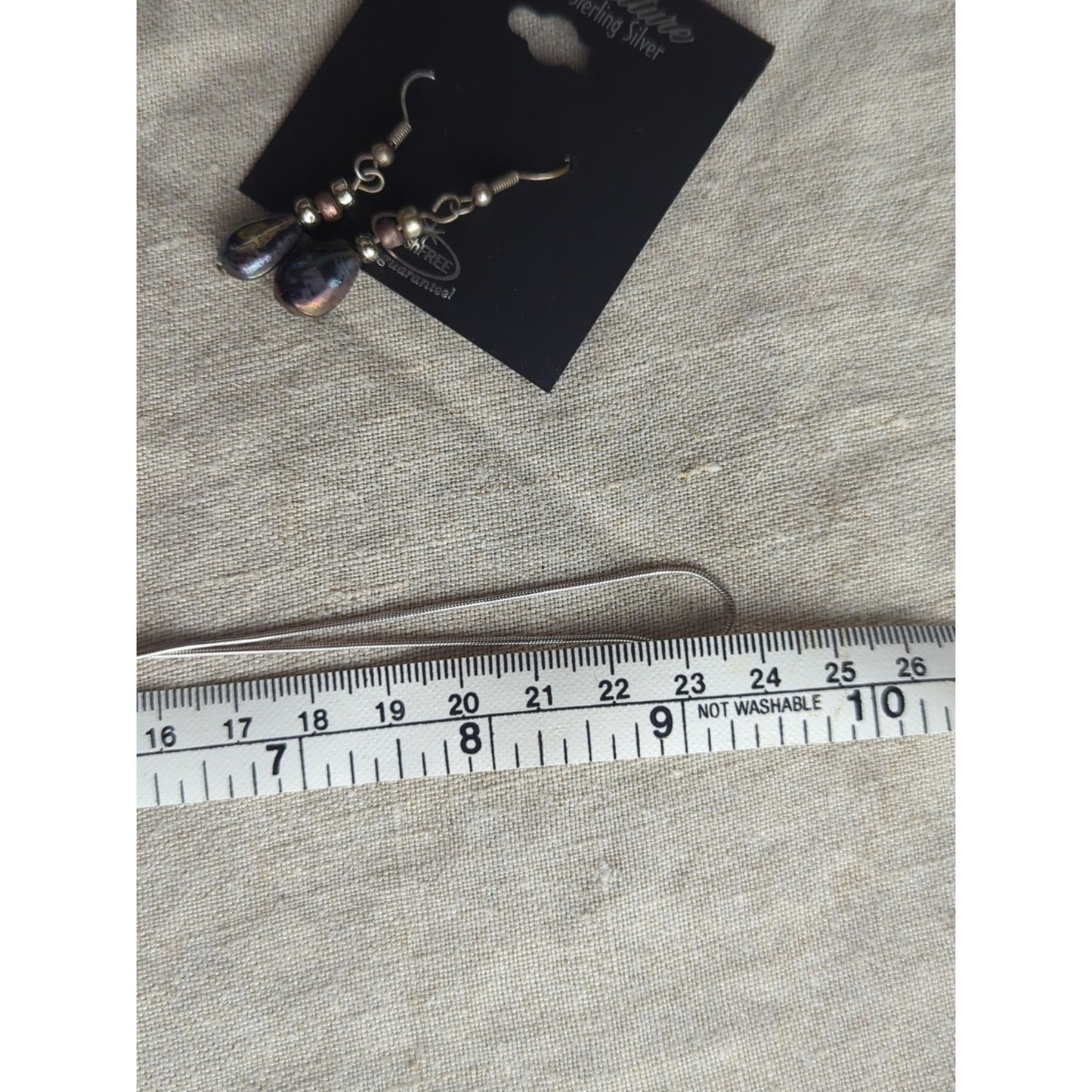 Y2K Sterling Silver Necklace & Iridescent Pearl Drop Earrings Set | Early 2000s
