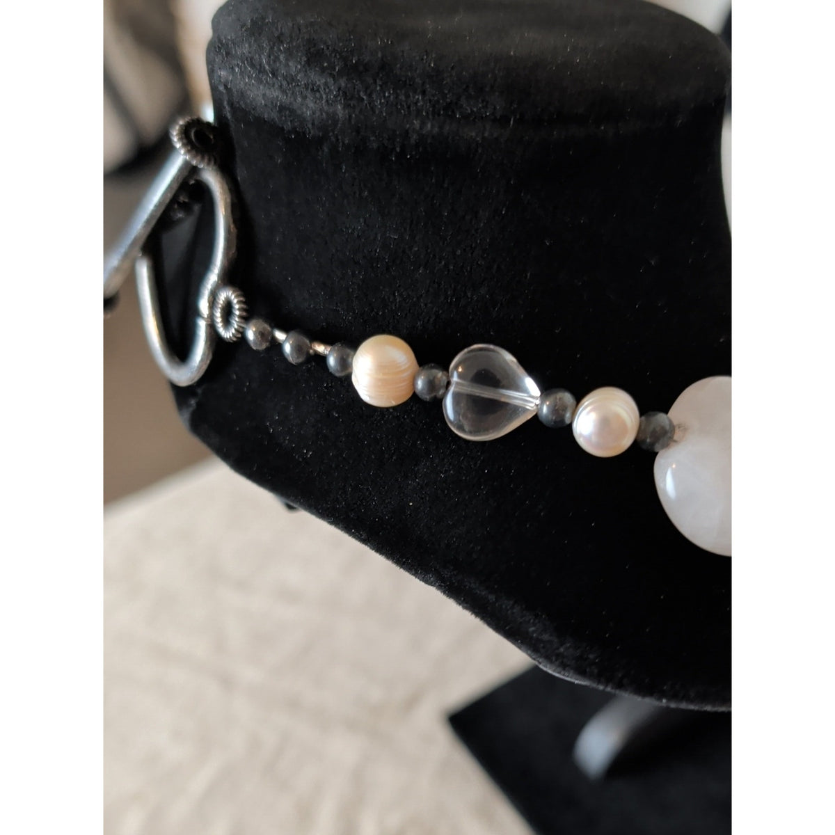 925 Sterling Silver Freshwater Pearl & Natural Gemstone Necklace Artisan